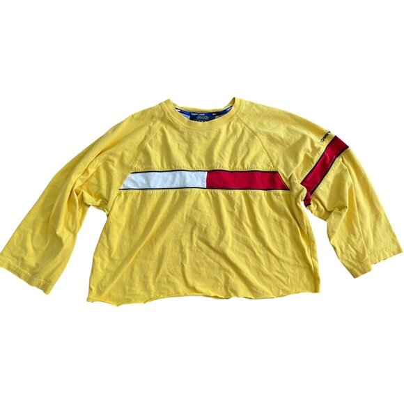 Tommy Hilfiger Y2K Baggy  Long Sleeve Cropped T Shirt Top Size M - Picture 5 of 6